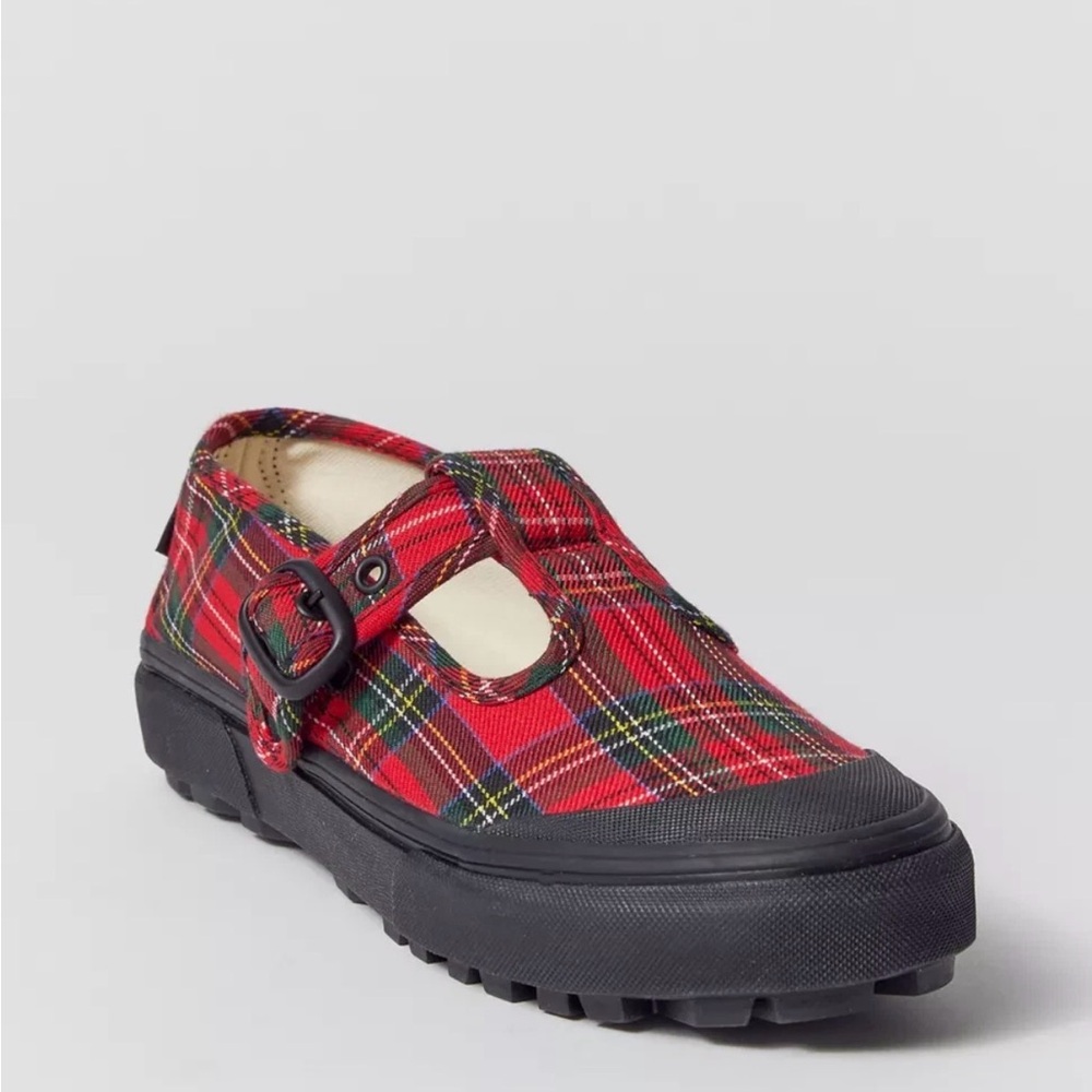 Vans Red and Black Plaid Sneakers includes 3 pack No Show Vans Socks 🧦 - Picture 2 of 6